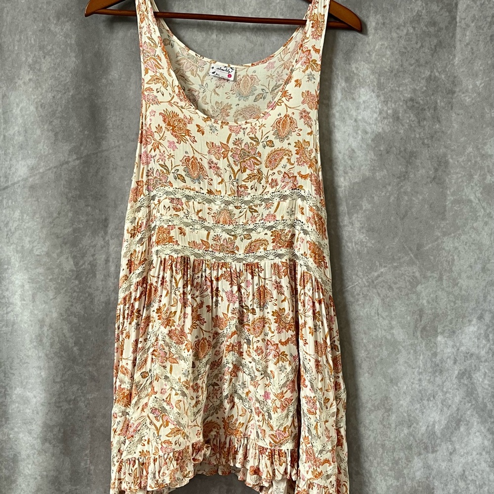 Free People Intimately Voile Trapeze Slip Dress Multi Floral Lg